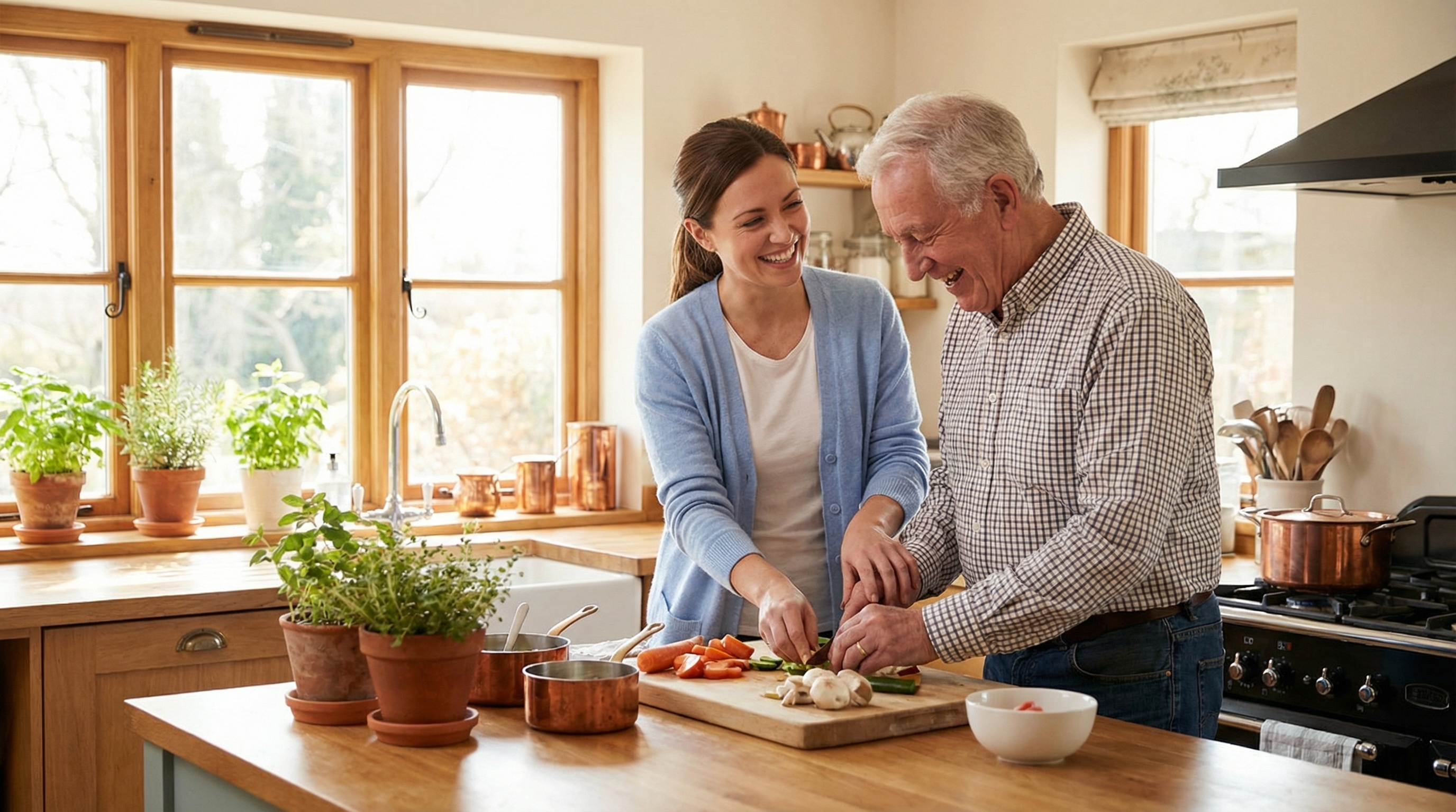 Healthcare provider providing comfort care to cancer patient managing symptoms and side effects